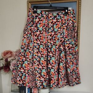 Colorful Geometric Patterned Skirt Colorblock Art To Wear Sixe XL Artsy